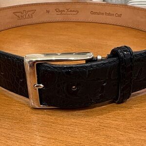 Antas Roger Ximinez Black Leather Belt with Silver Buckle size 30-38